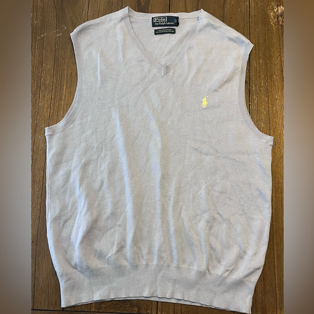 Polo Ralph Lauren Sweater Vest 100% Cottom Light Blue Mens size Large
